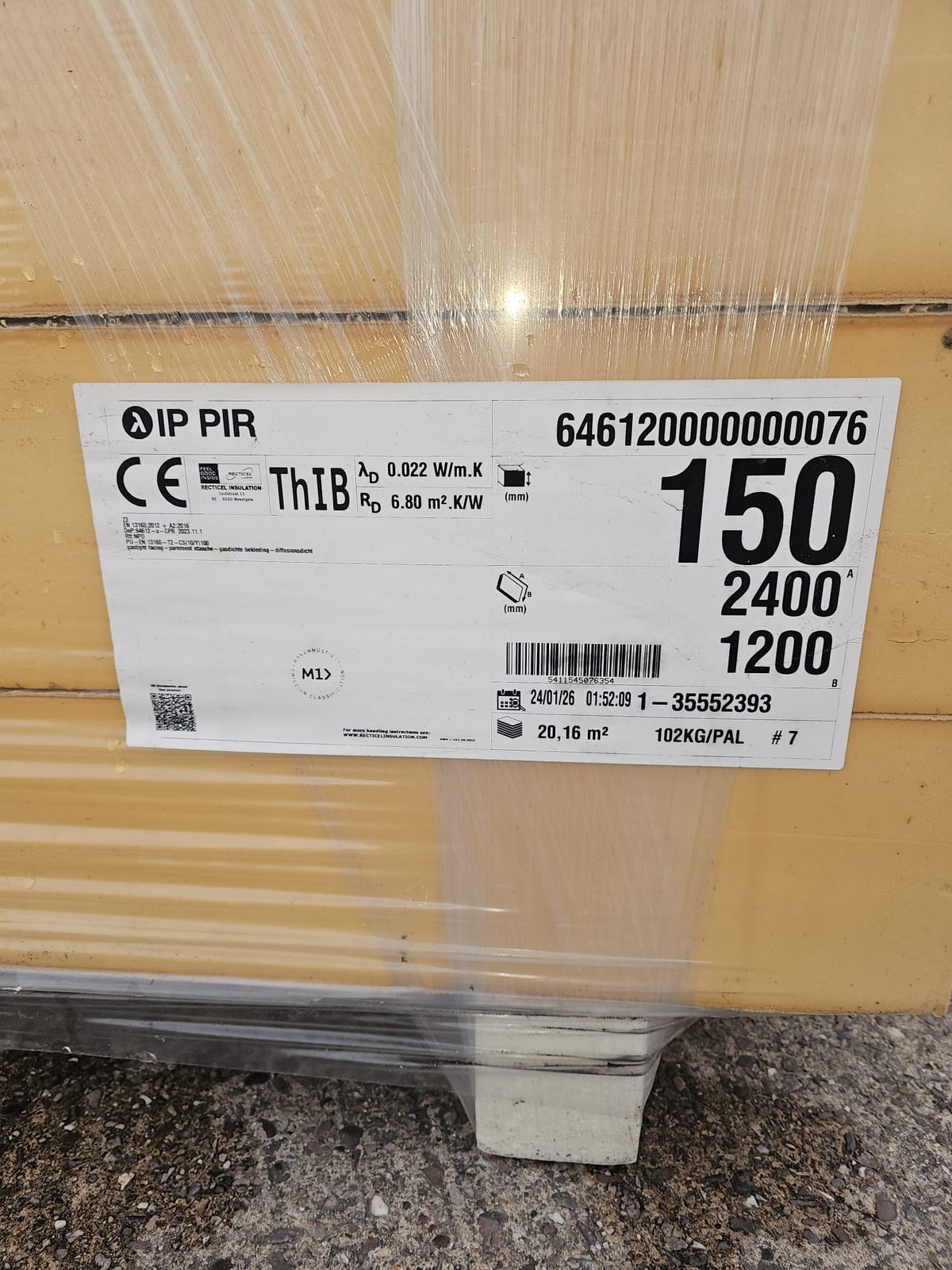 150mm PIR Insulation Board Clearance Non- Foil (2.88 m²)