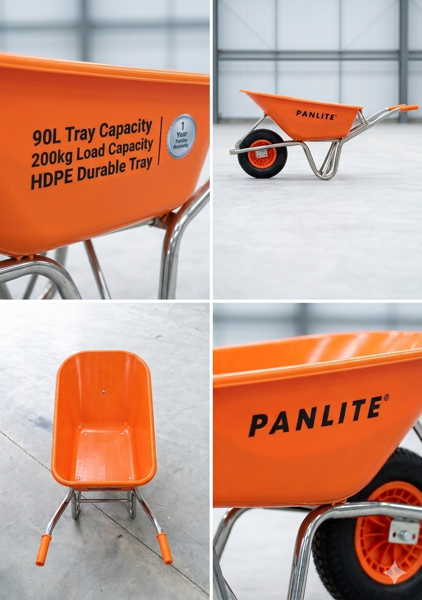 Panlite 90L Heavy-Duty Wheelbarrow